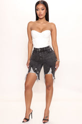 Feel The Same Stretch Bermuda Shorts - Acid Wash Black Ins Street